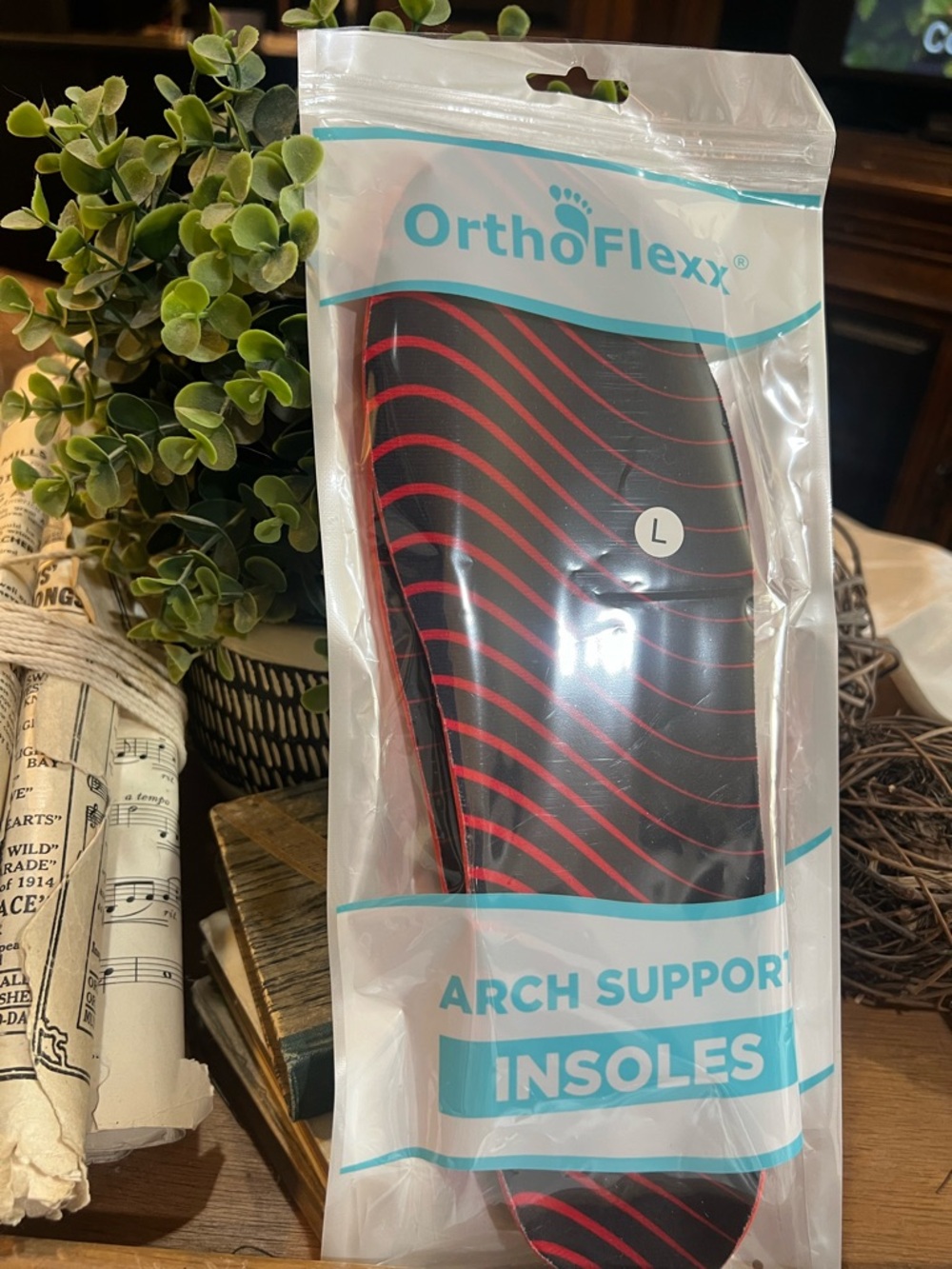 Men's Arch Support Insoles - Black/Red